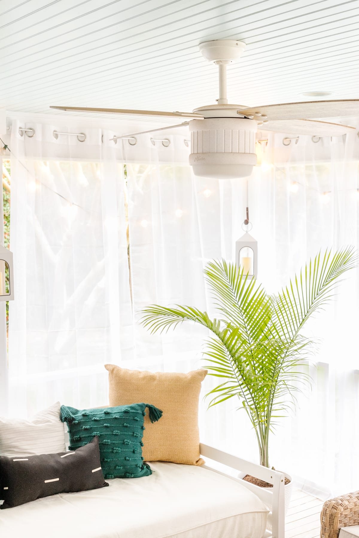 outdoor ceiling fan on a back porch