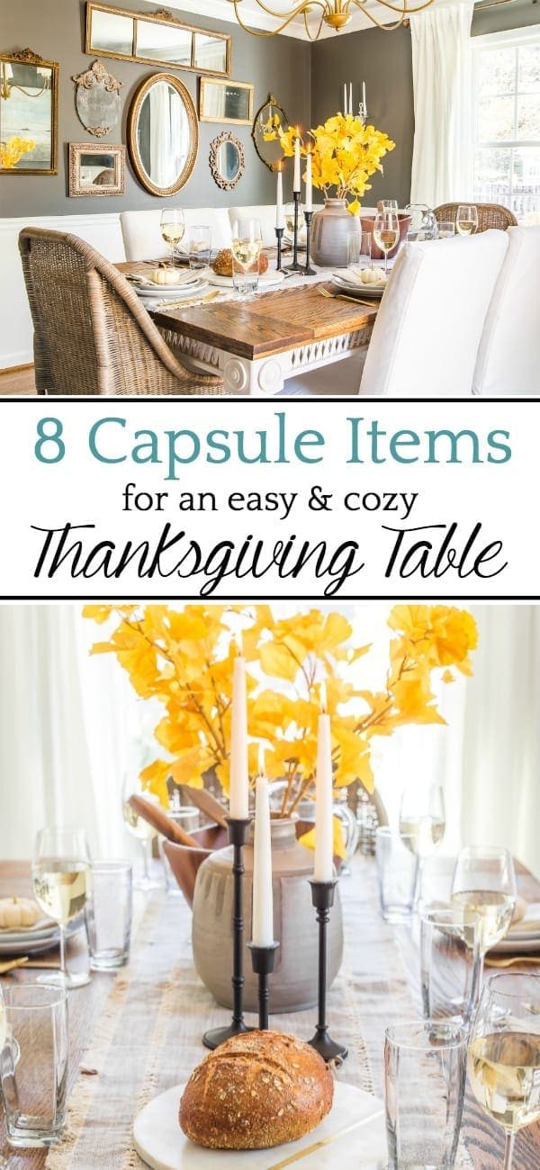 Tips for incorporating classic pieces from Walmart on a Thanksgiving table that save storage space, time, money, and create versatility for every season of decorating.