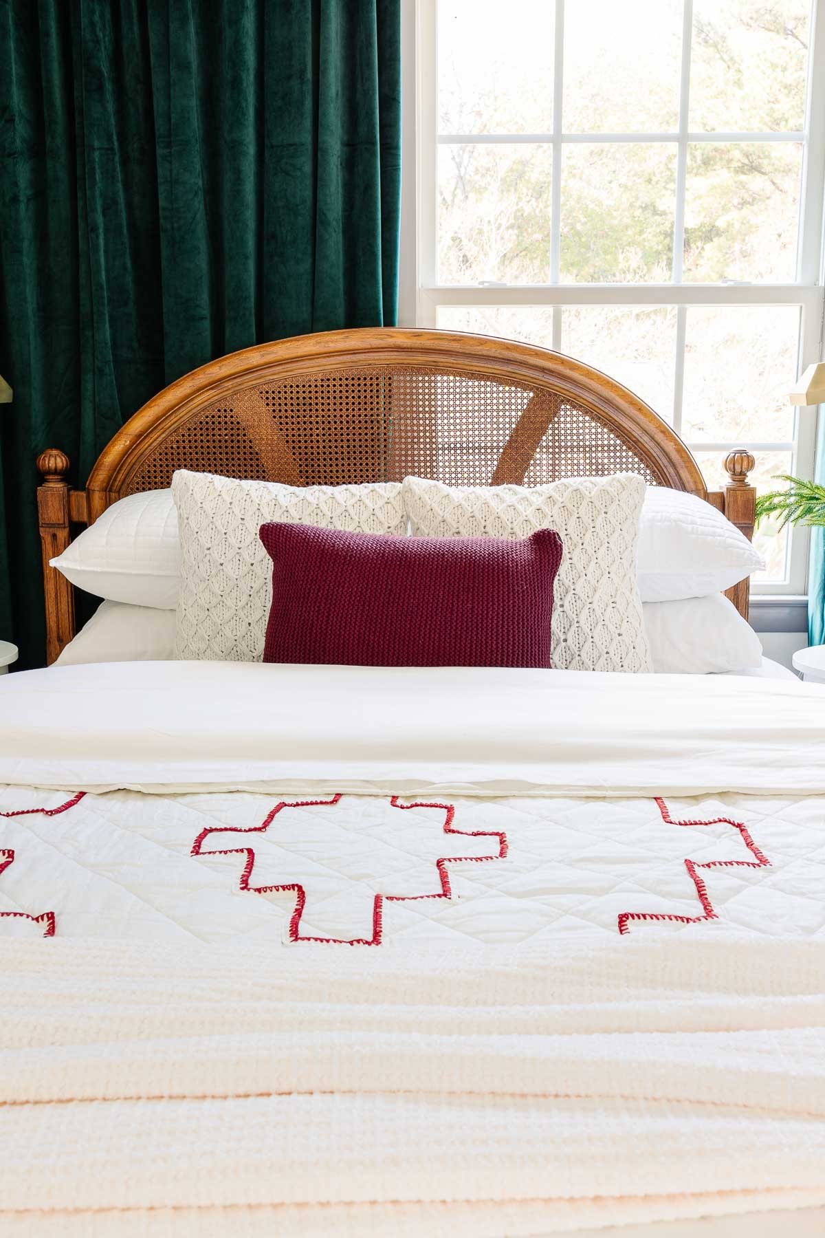 red and white Christmas bedding