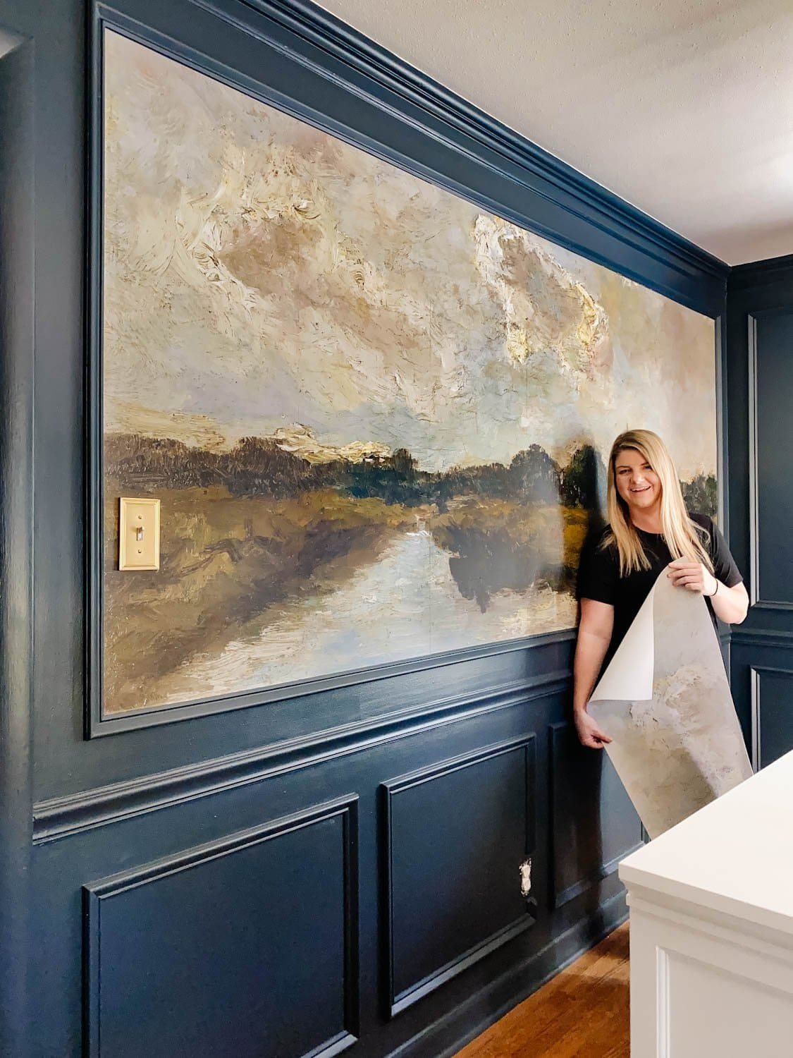 antique style landscape painting peel and stick mural wallpaper