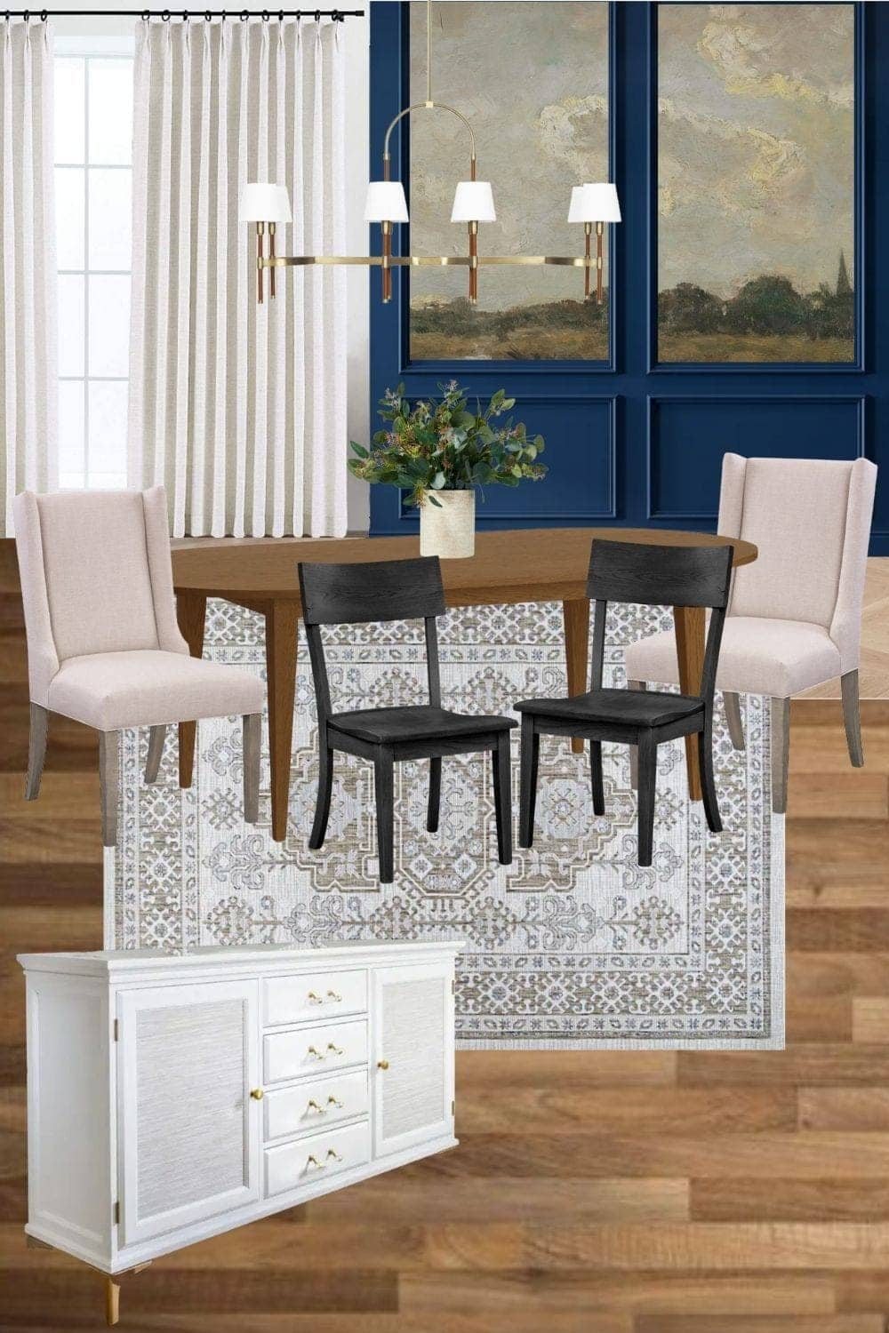 modern classic dining room mood board