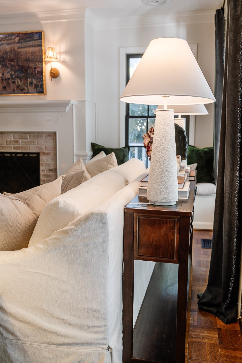 table lamps on a sofa table