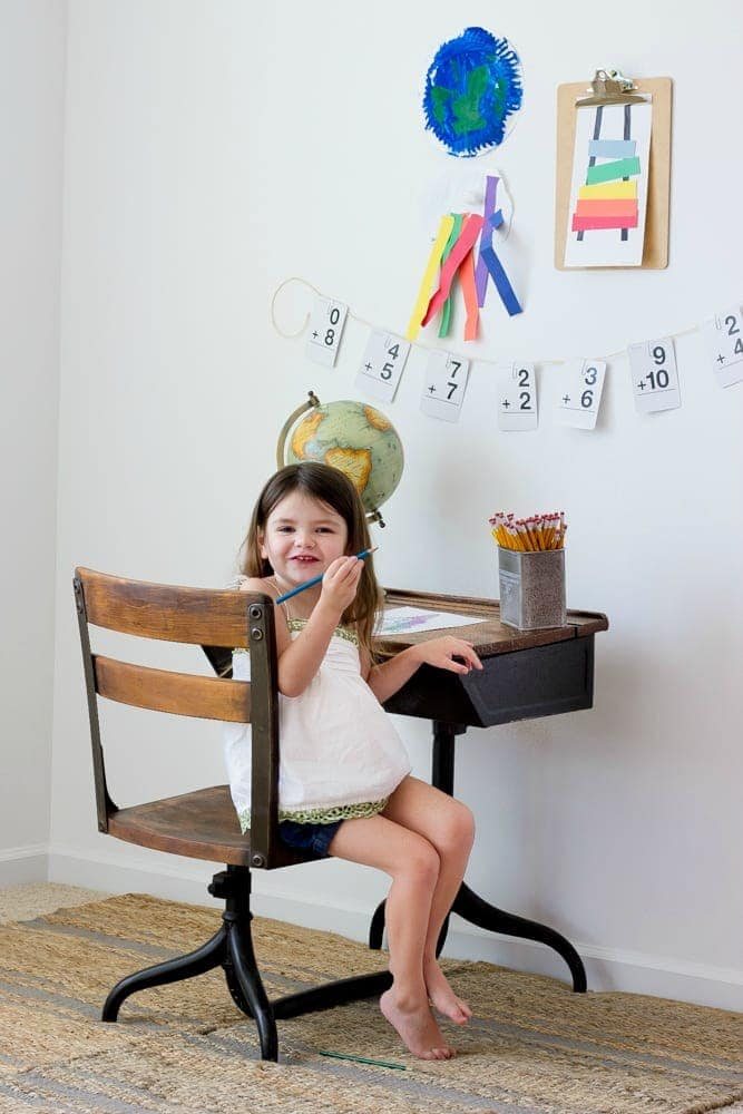 Back-To-School Style Guide, Antique Schoolhouse Desk Makeover & Simple DIY Homework Station | unigumushane.com