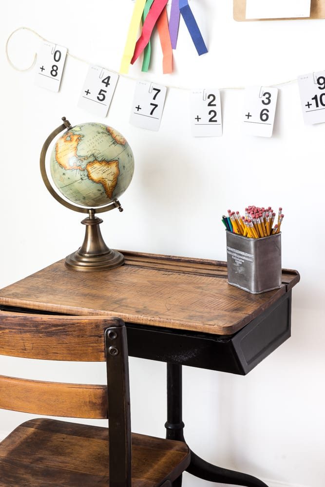 Back-To-School Style Guide, Antique Schoolhouse Desk Makeover & Simple DIY Homework Station | unigumushane.com