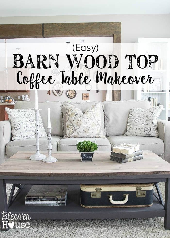 Barn Wood Top Coffee Table Makeover