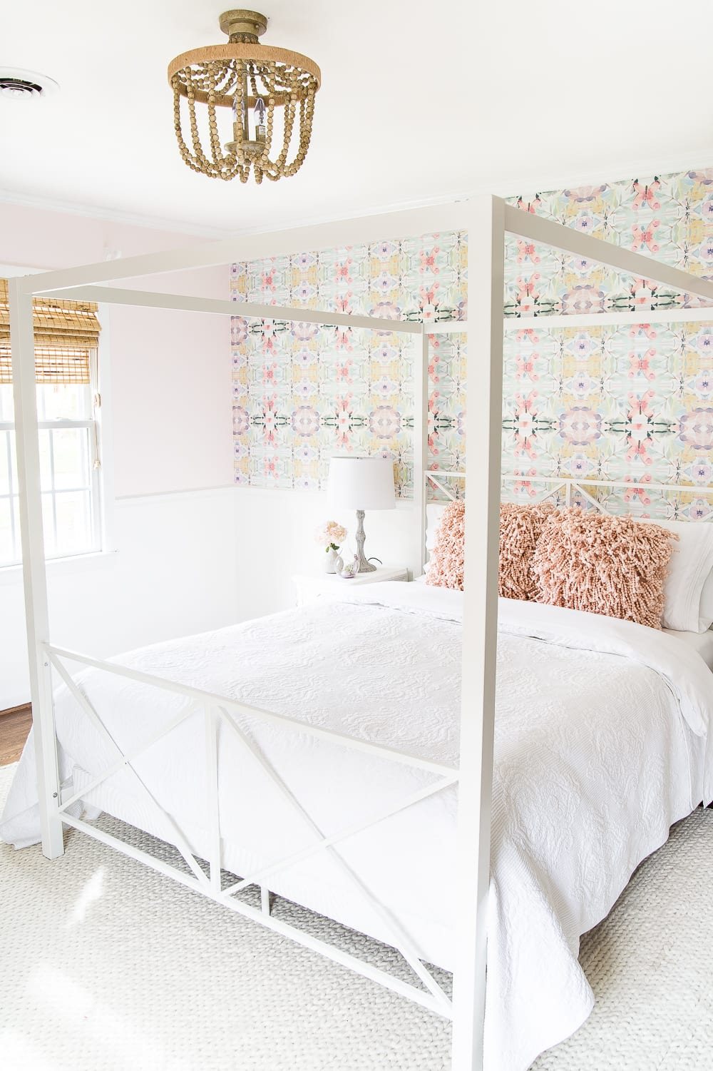 A thrifted table lamp gets a French Baroque designer inspired makeover using Annie Sloan Chalk Paint in Paris Grey, Pure White, clear wax, and dark wax. #thriftdecor #thrifted #thrifting #thriftmakeover #lamp #bedroom #girlbedroom #littlegirlbedroom #frenchdecor #femininedecor #designerknockoff #designerdecor