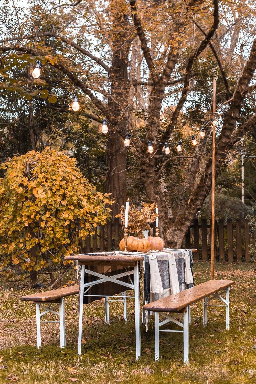 Fall beer garden table alfresco