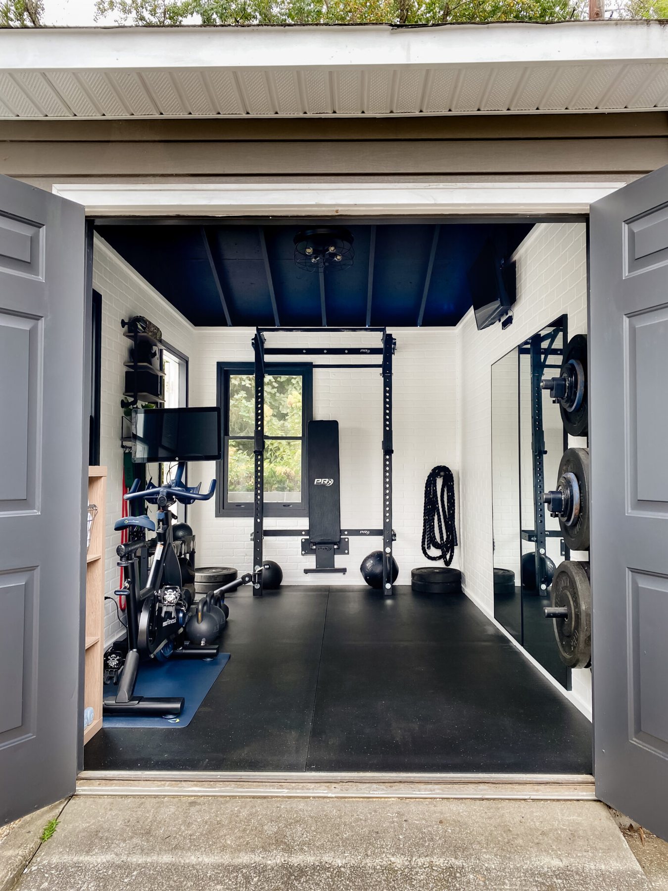 backyard shed home gym after
