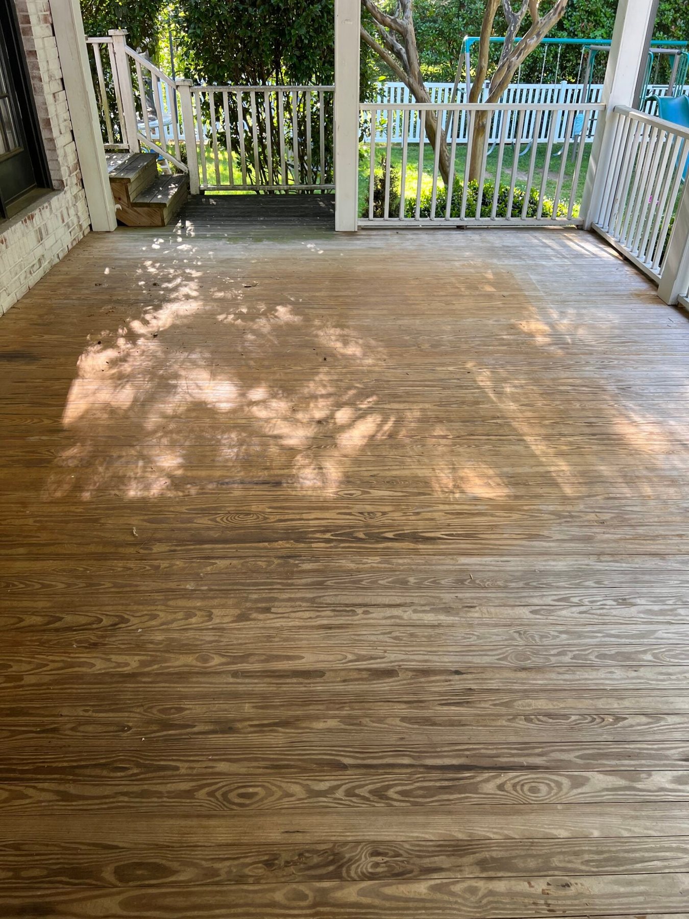 wood porch floor before refinishing