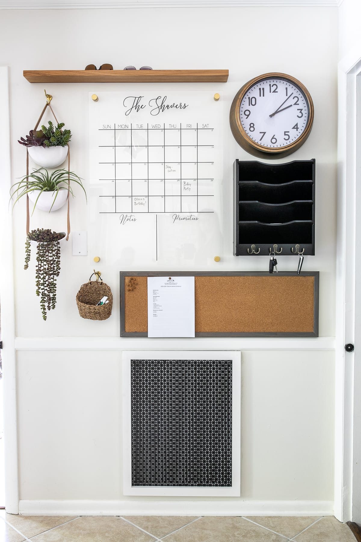 Command center wall organizer and DIY vent cover