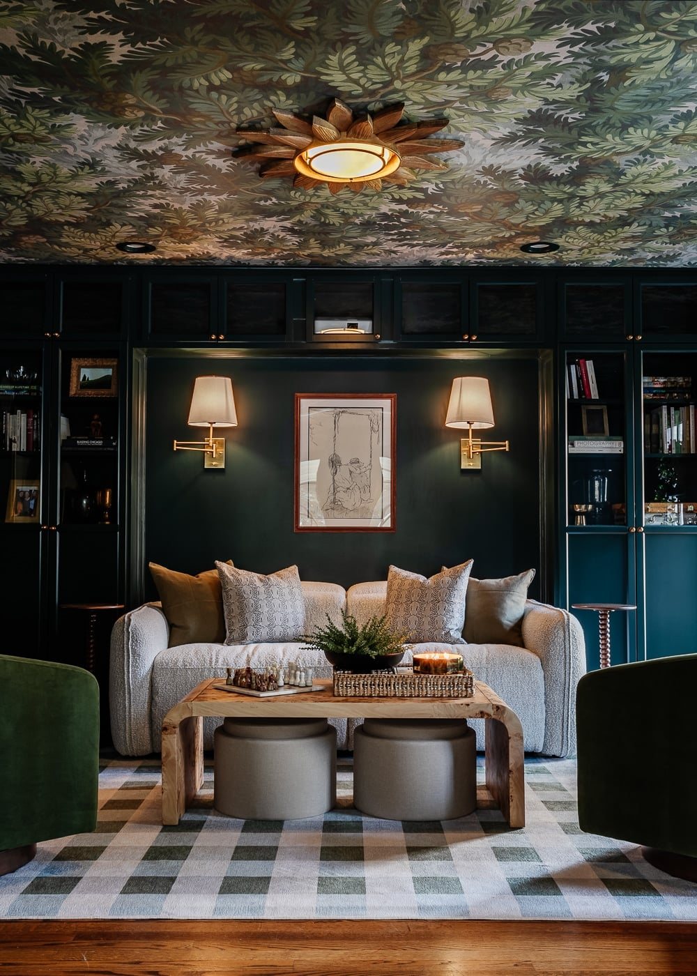 swing arm vintage sconce lamps in living room