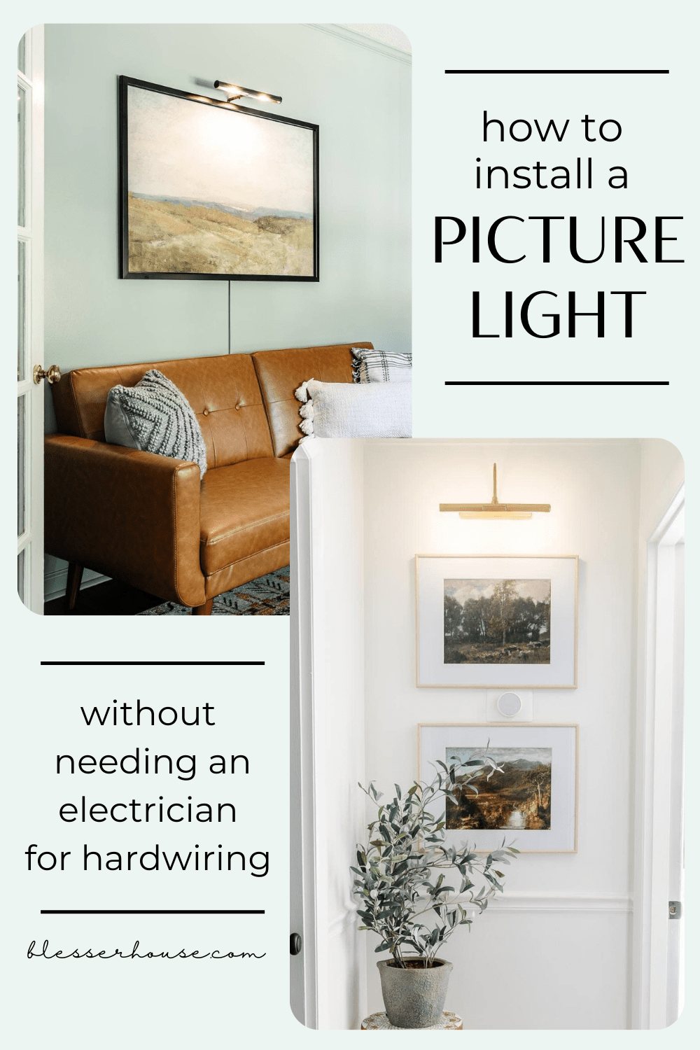 how to install a picture light without an electrician graphic