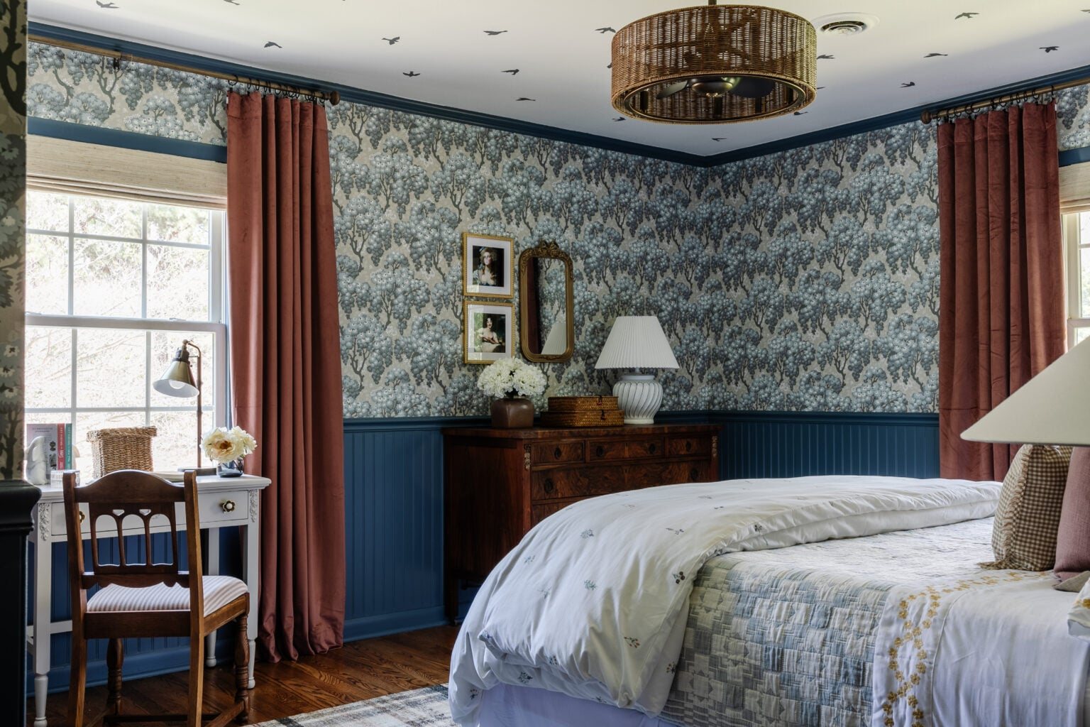 childrens bedroom light fandelier with woven drum shade