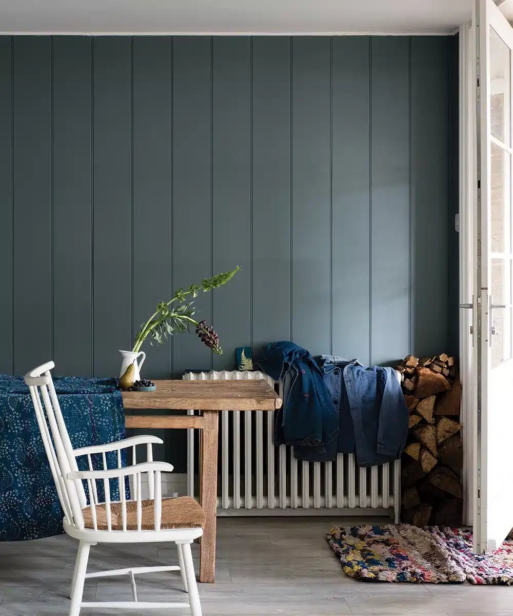 farrow and ball de nimes in an entryway