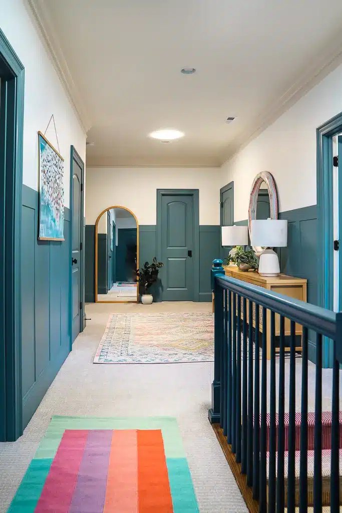 sherwin williams refuge in a hallway on board and batten and doors