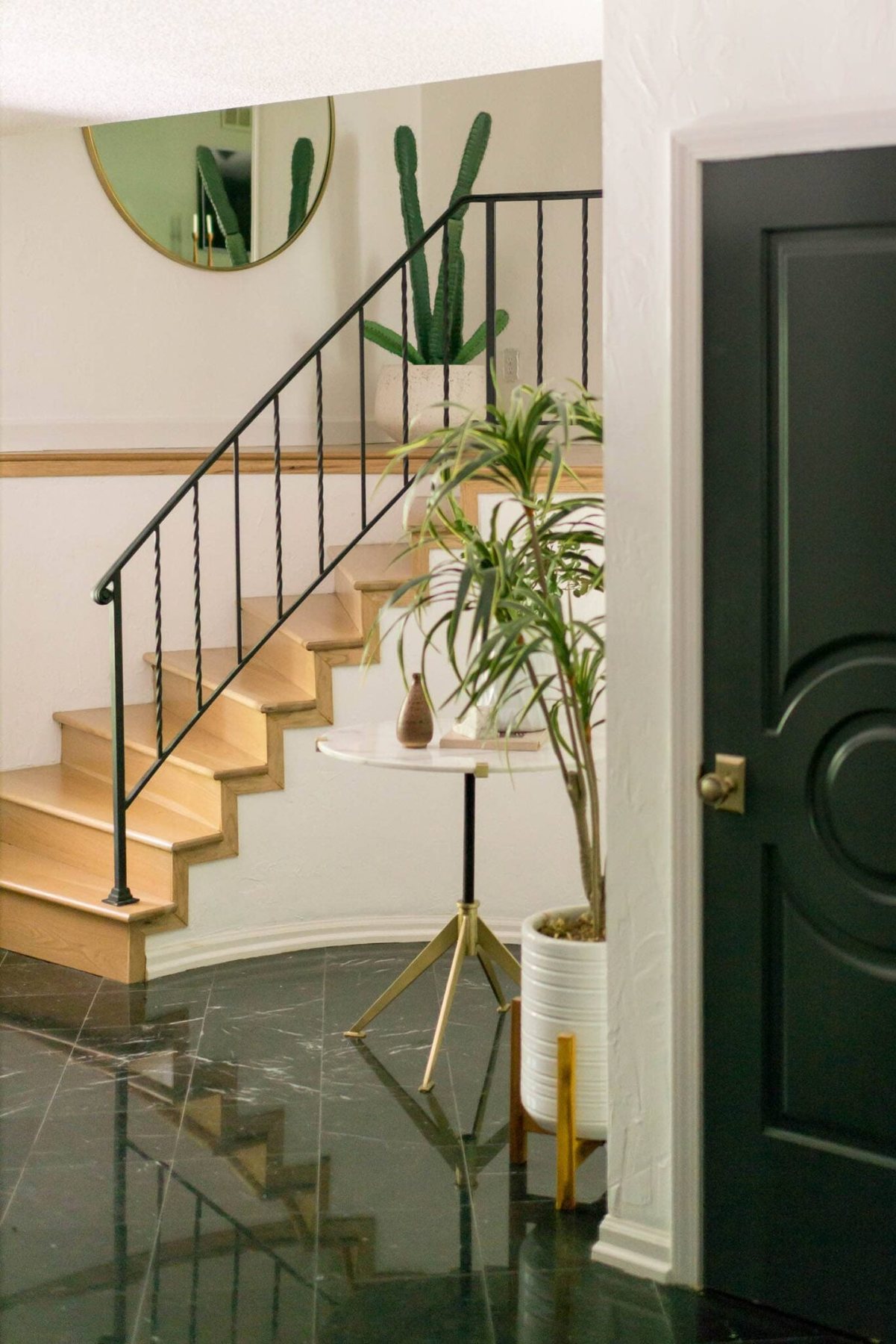 minimalist wrought iron black staircase
