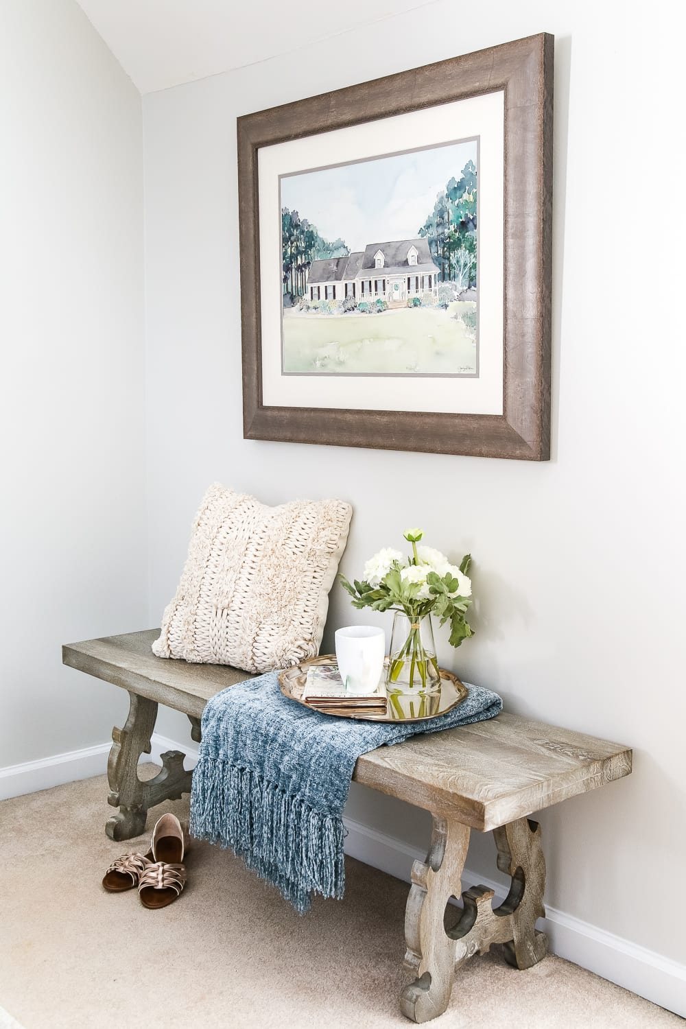 Blue Cottage Style Guest Bedroom Makeover | unigumushane.com - A dark and dated guest bedroom gets a cottage style makeover with serene shades of blue using Craigslist furniture and budget-friendly finds.