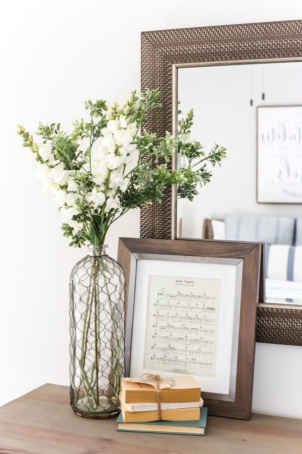 Blue Cottage Style Guest Bedroom Makeover | unigumushane.com - A dark and dated guest bedroom gets a cottage style makeover with serene shades of blue using Craigslist furniture and budget-friendly finds.