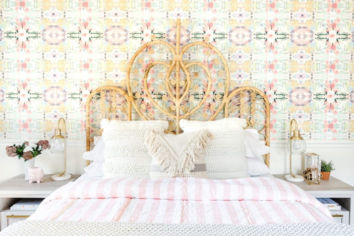 A little girl bedroom gets a big girl update using a few boho furniture swaps, DIY geology art, and glam accents.