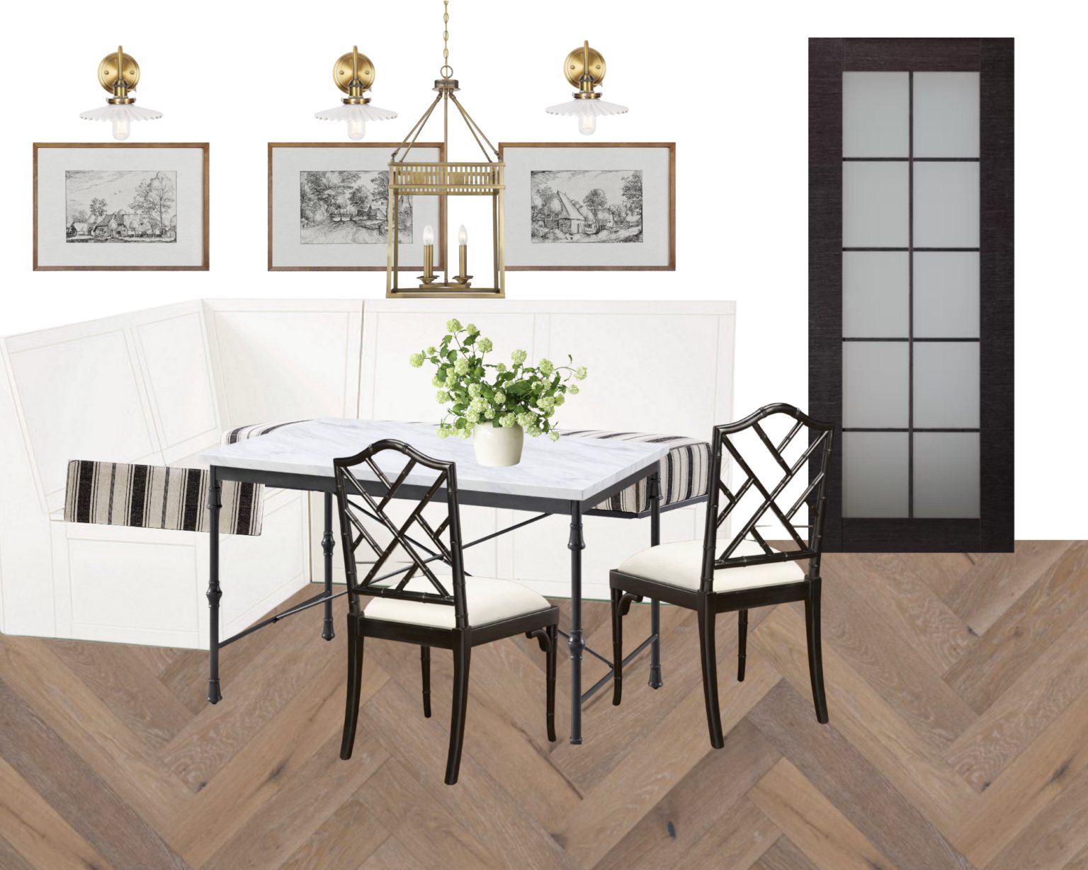 breakfast nook banquette white - modern Parisian style