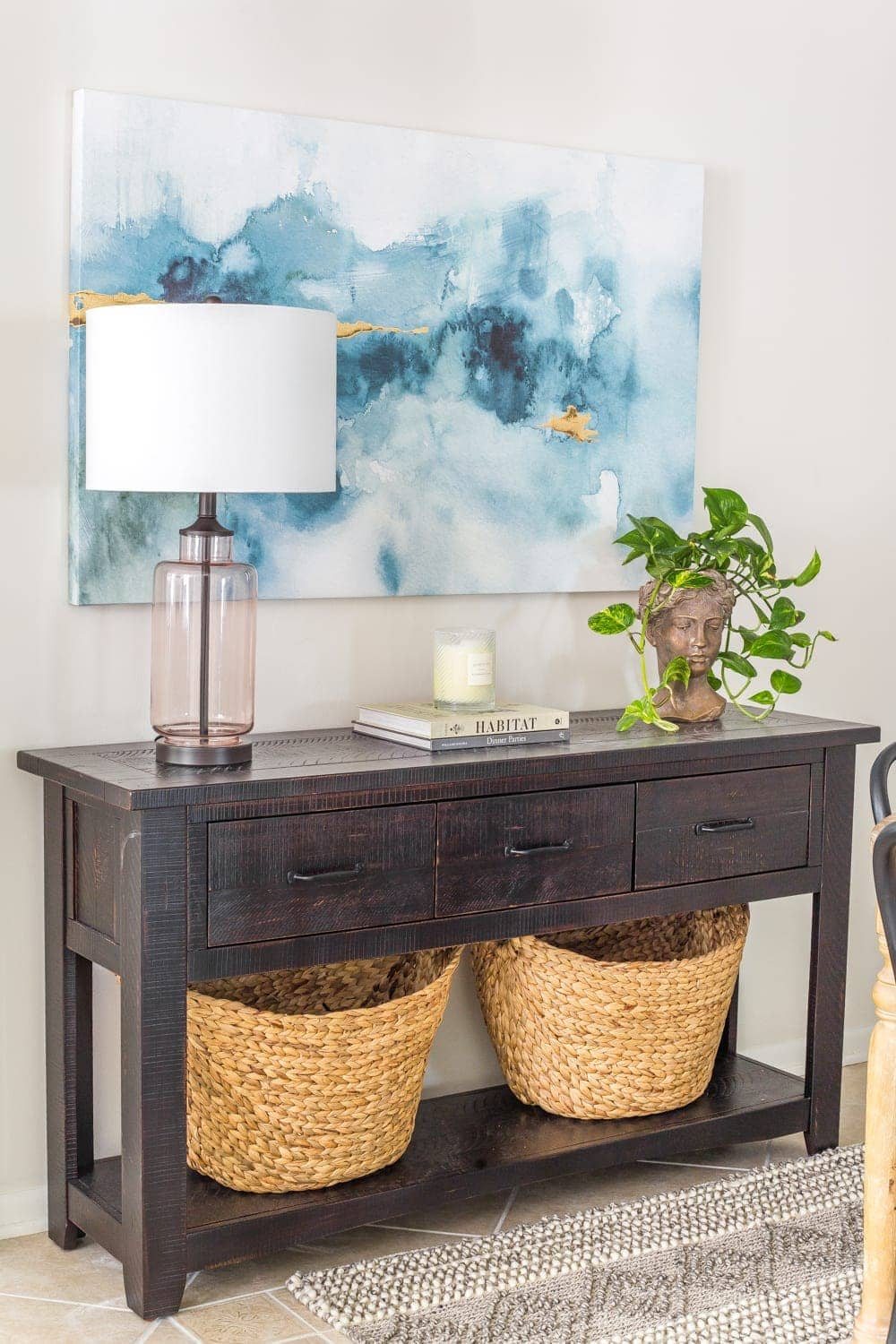 Blue abstract art for a modern coastal vibe