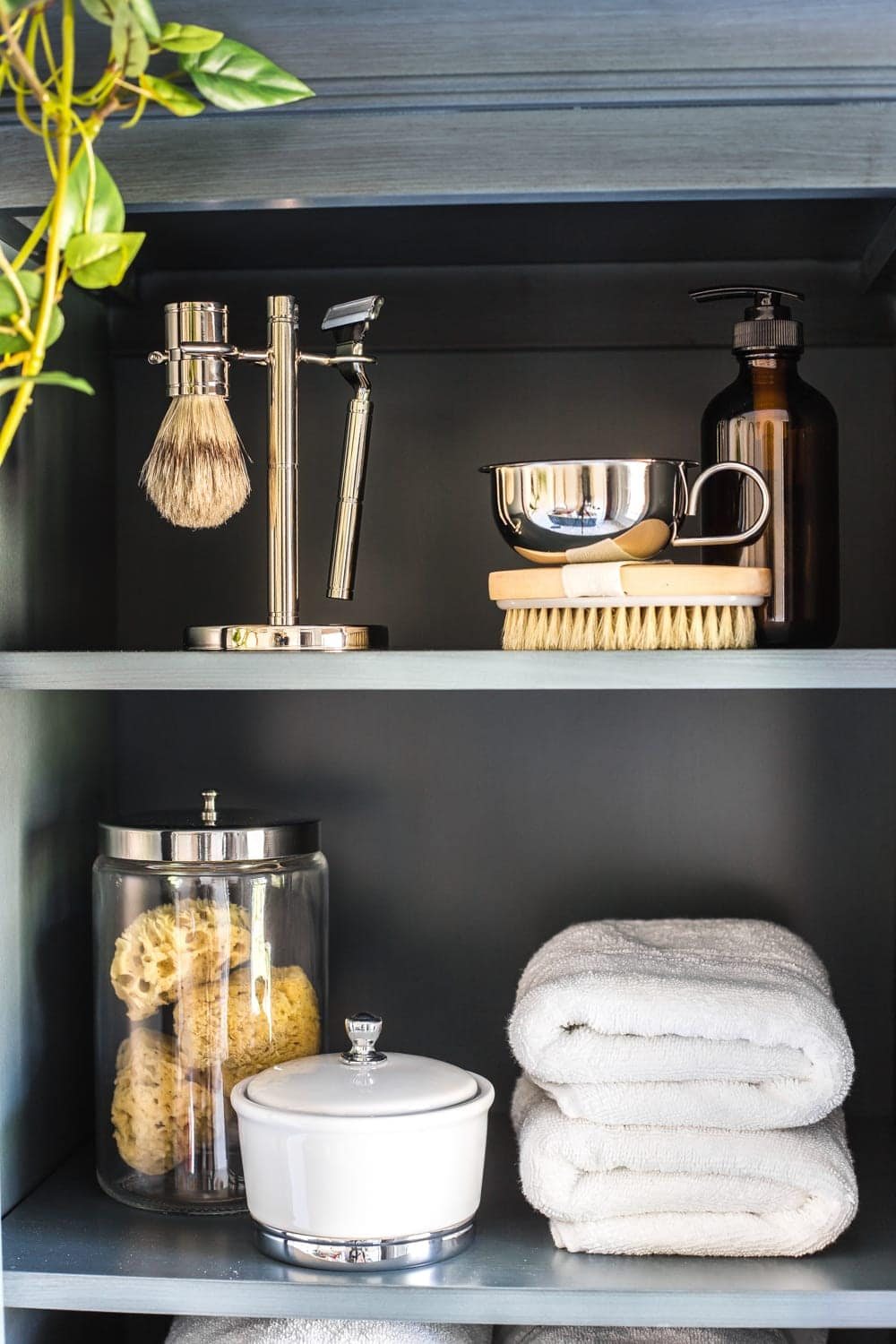 Budget Master Bathroom Refresh Reveal | linen cabinet organization