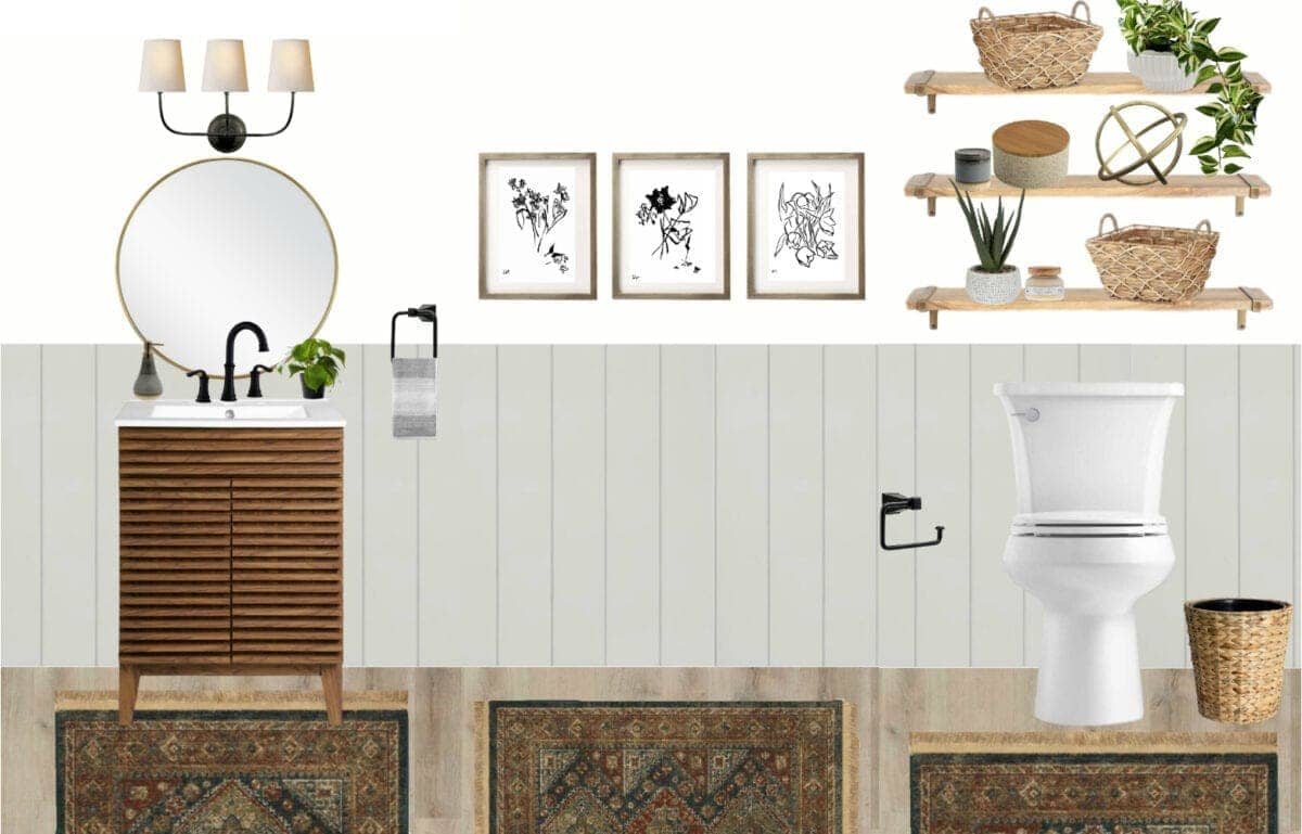 California Casual Powder Room Mood Board