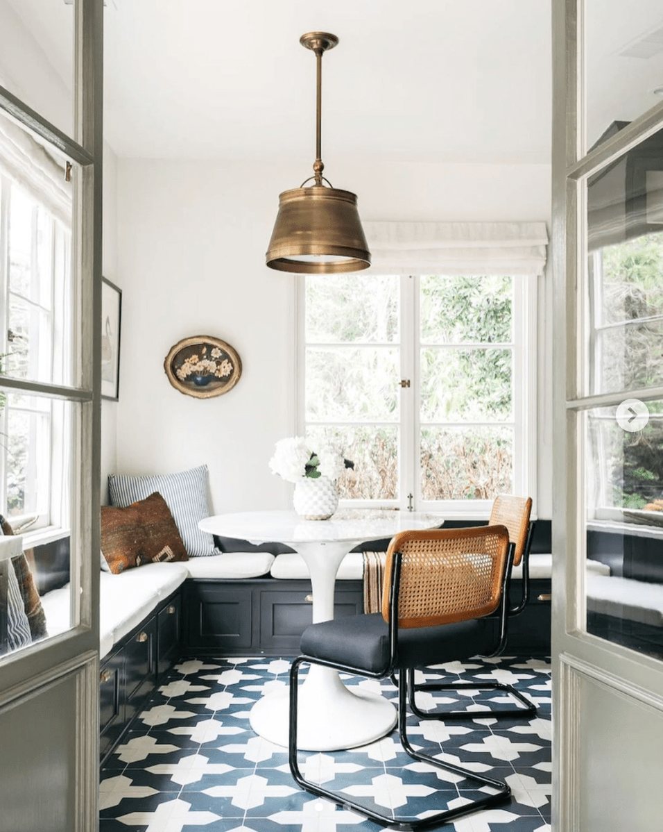 Create Whimsy with a Patterned Floor in a Dining Area