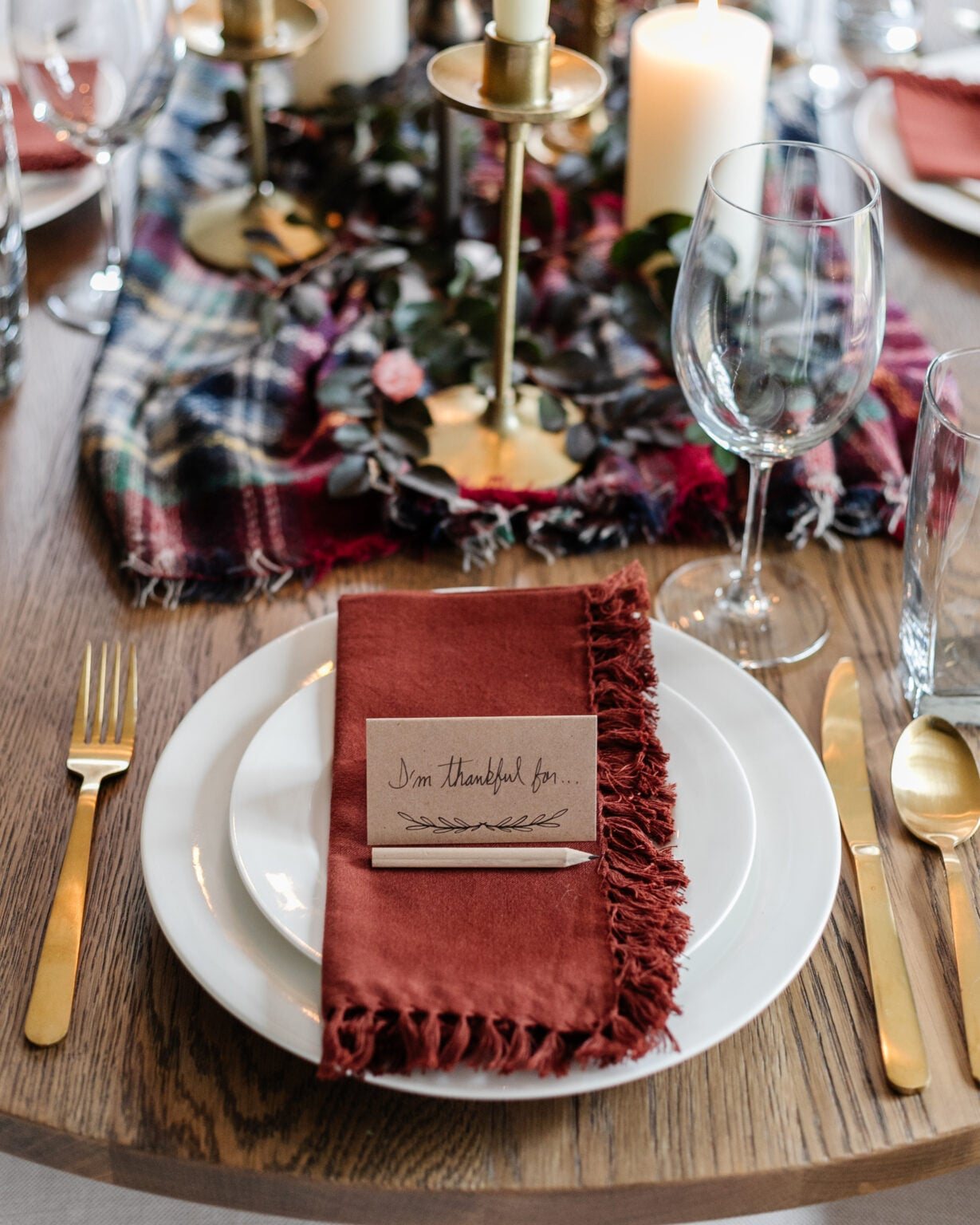 DIY Thanksgiving place cards with pencil for writing things people are thankful for