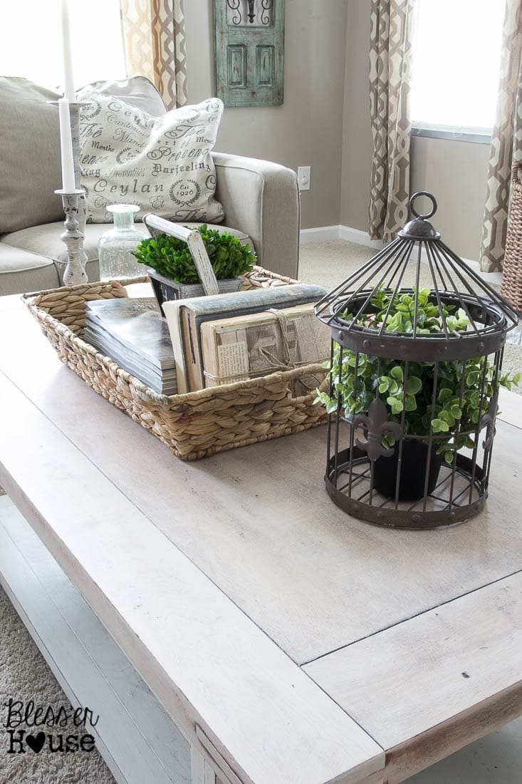 Chippy White Lime Finished Coffee Table | Unigumushane - Love the lime waxed natural top!