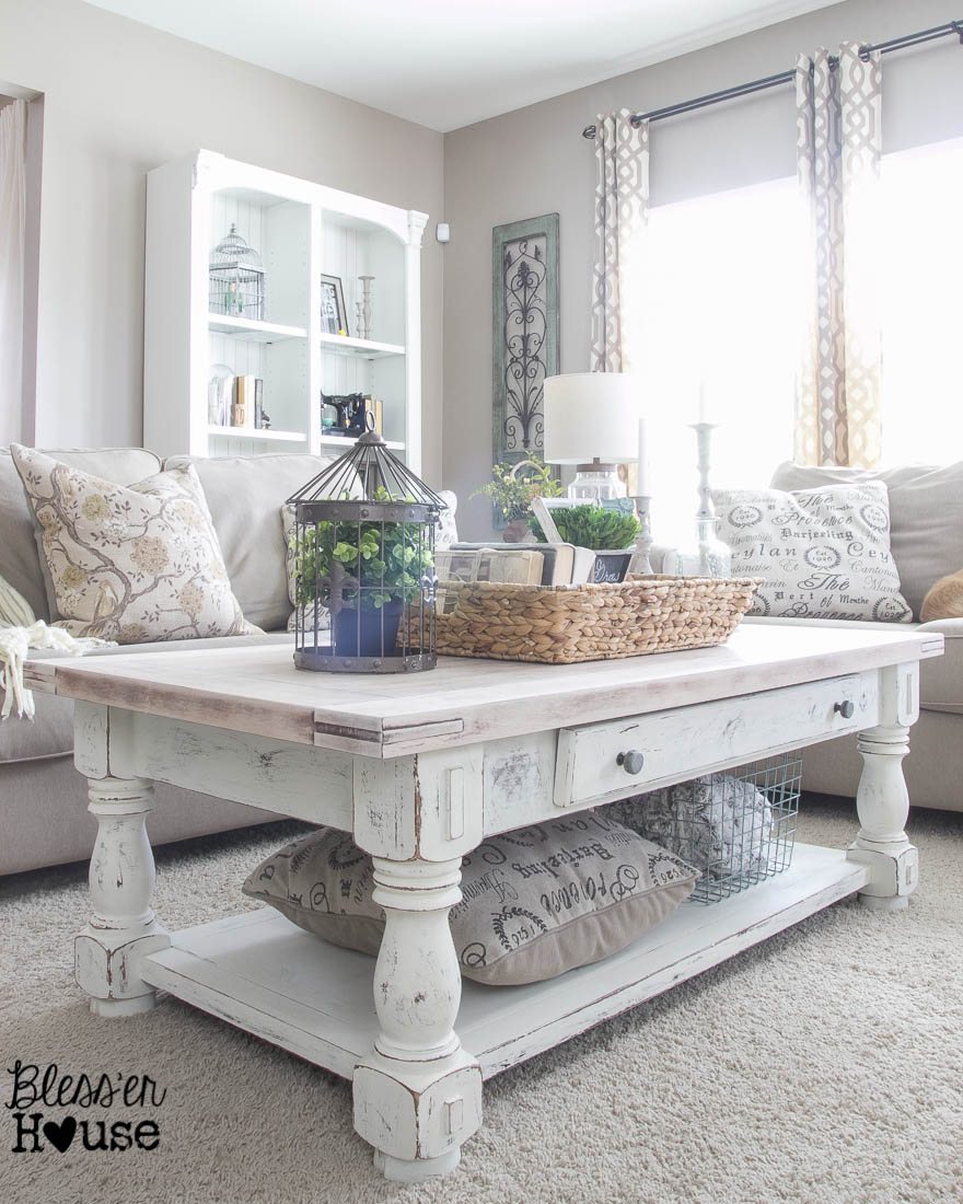 Chippy White Lime Finished Coffee Table | Unigumushane - Love the lime waxed natural top!