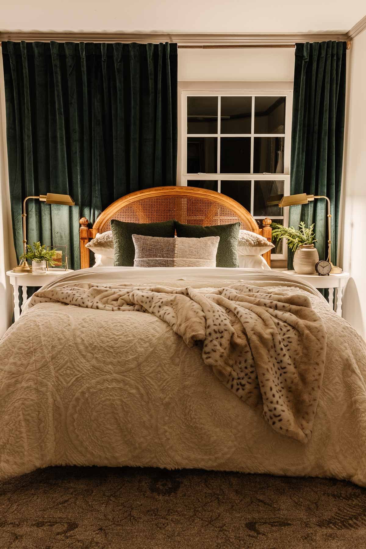 cozy winter bedroom at night