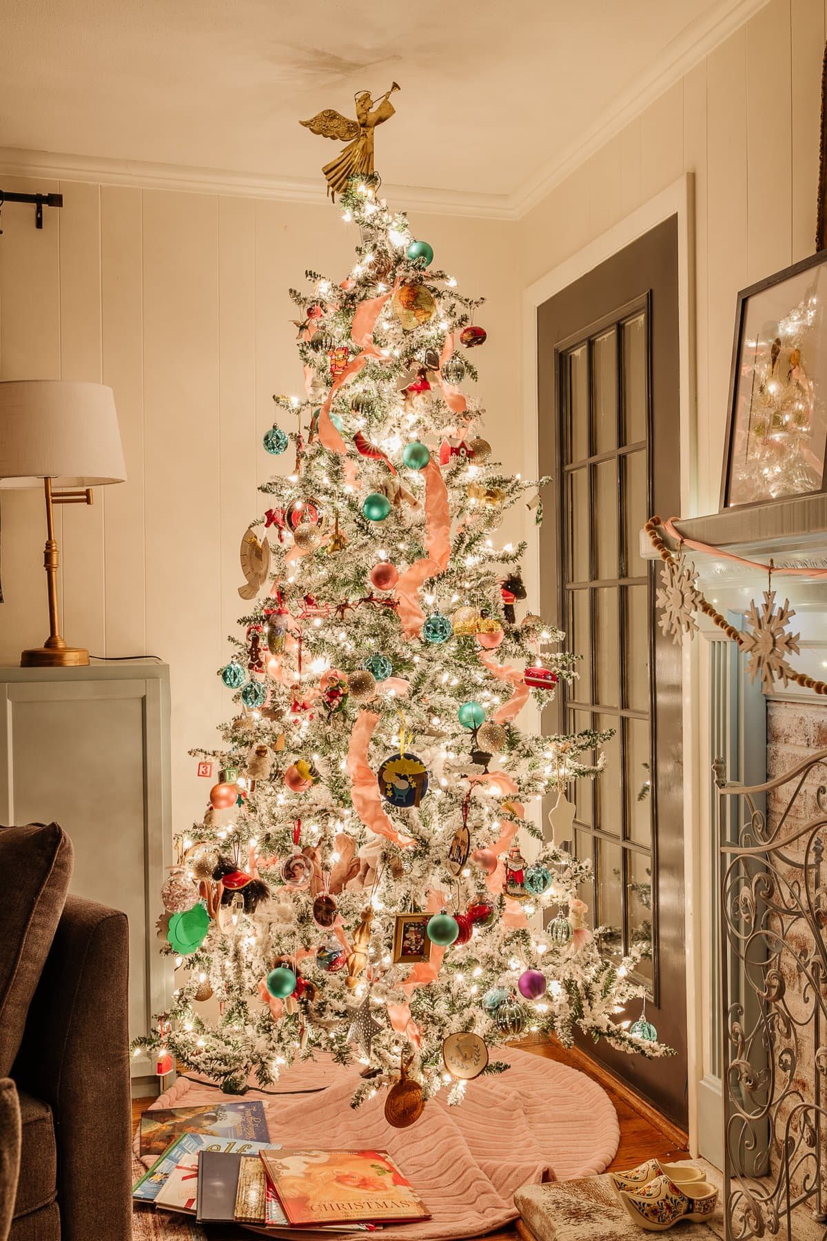 Christmas tree in playroom at night