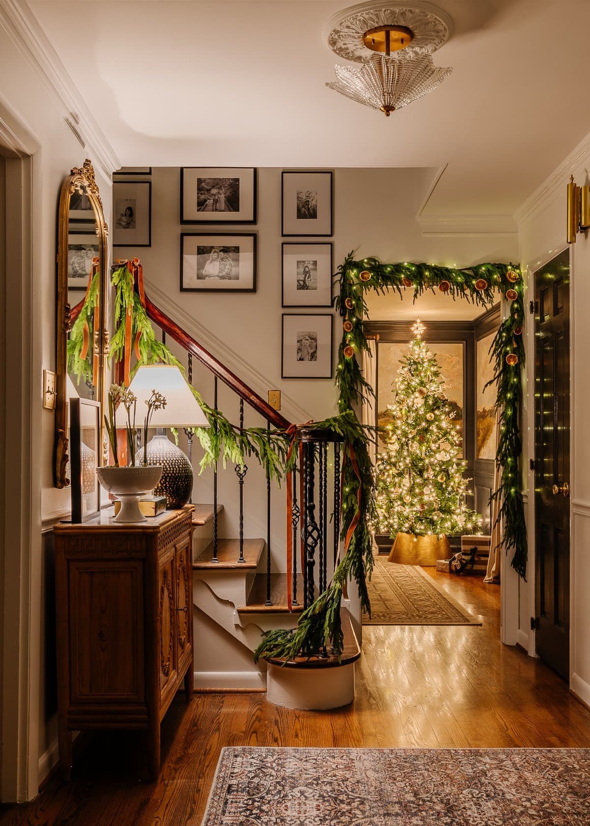 Christmas candlelight in foyer