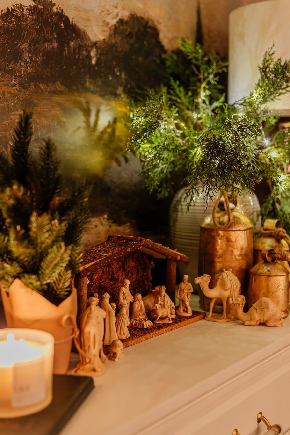 Christmas nativity scene at night