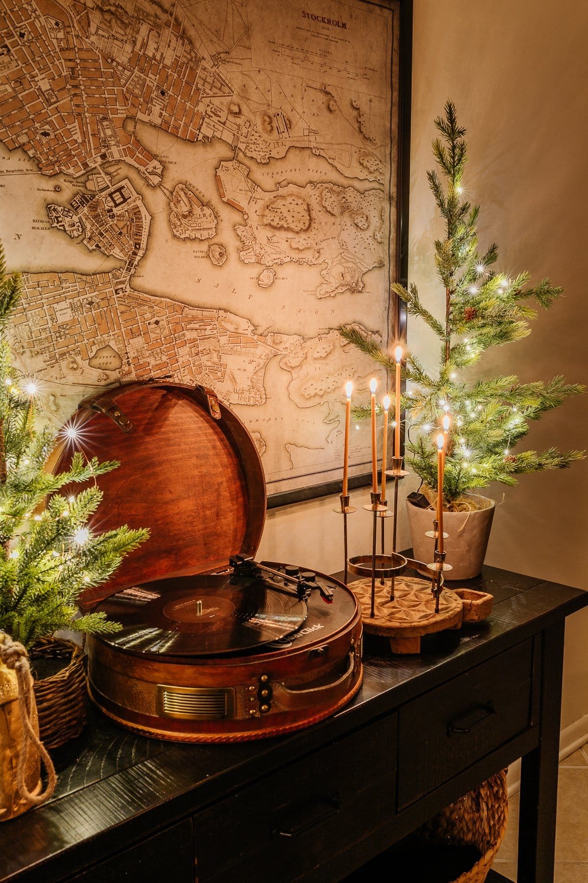 candlelight Christmas console table