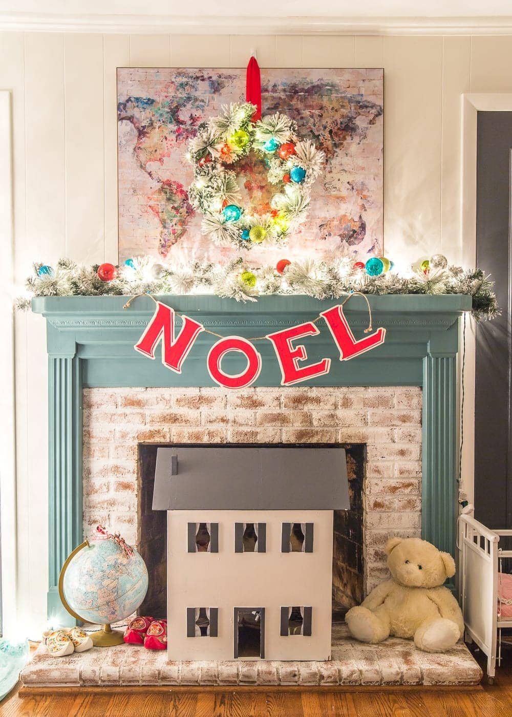 Christmas Candlelight Night Tour | Playroom Fireplace Mantel