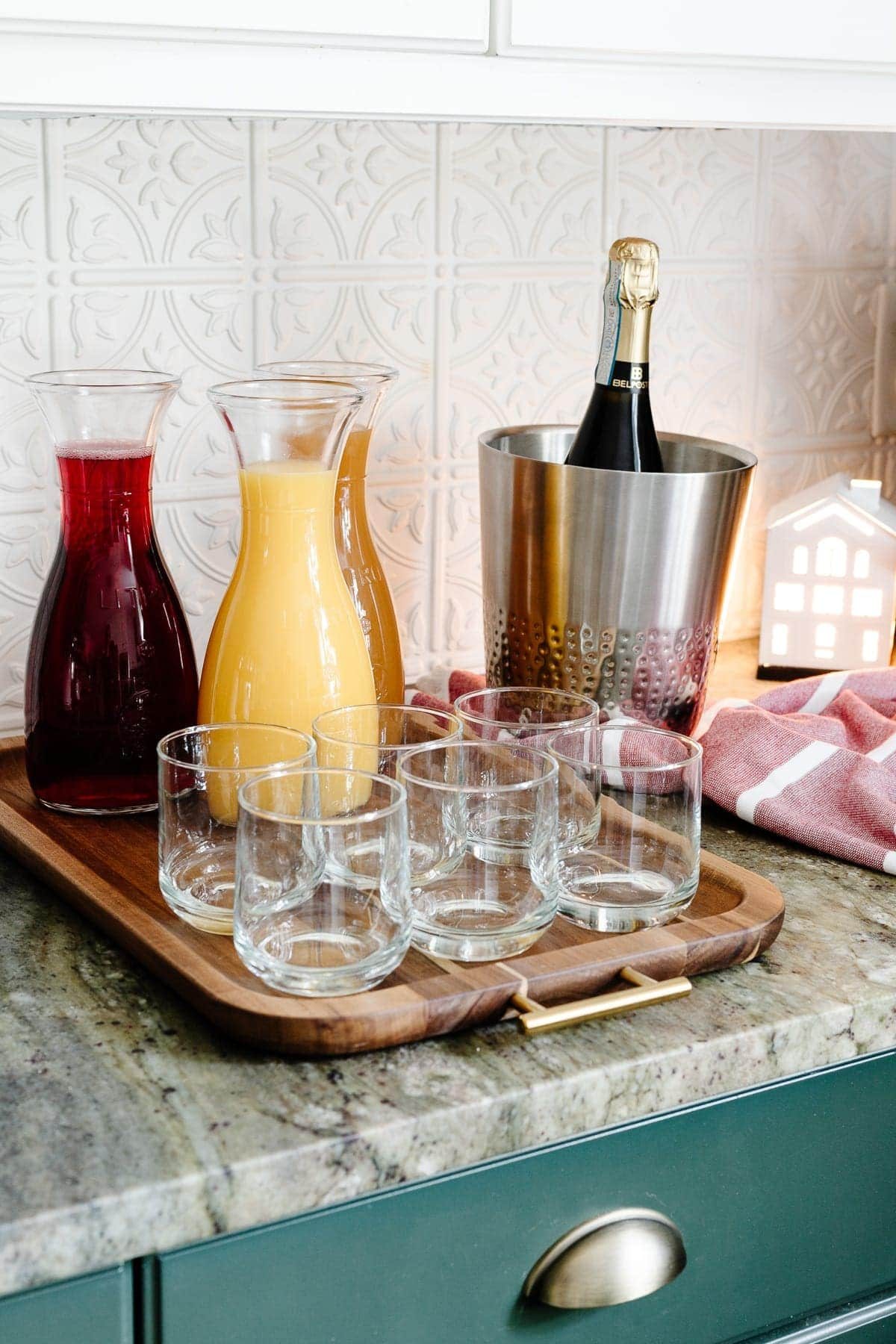 casual Christmas brunch mimosa bar