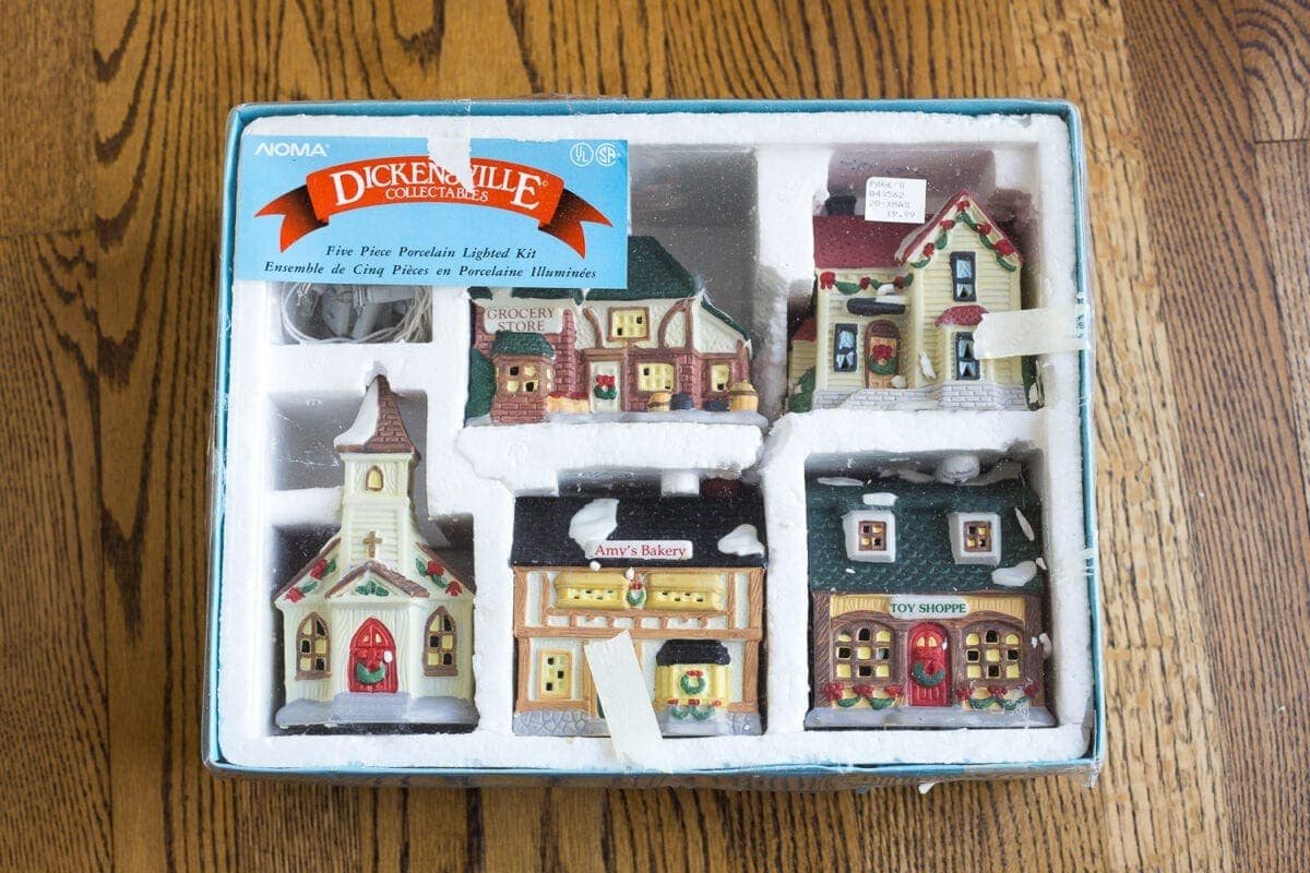 thrifted snow village figurine set