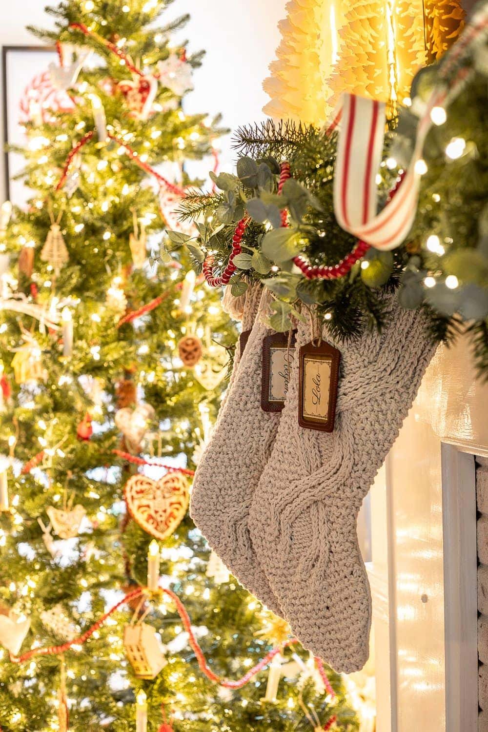 Christmas stockings at night