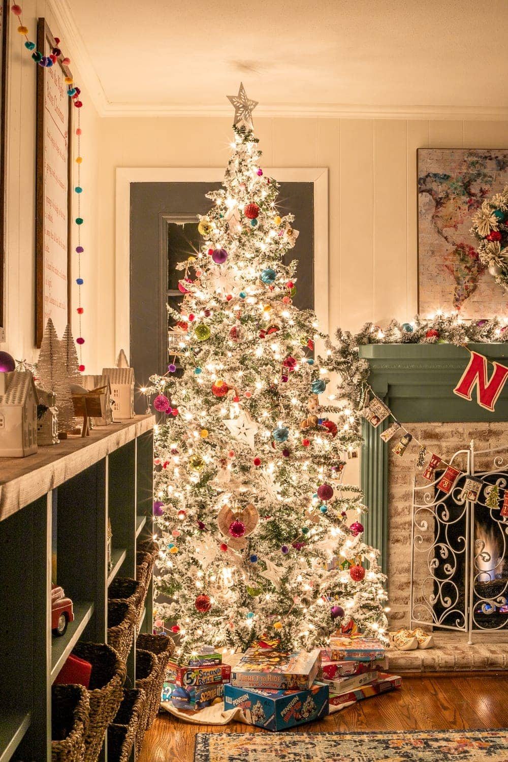 Christmas playroom tree at night