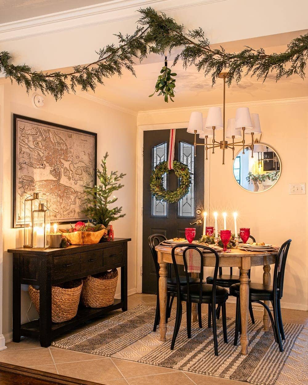 Christmas breakfast nook at night