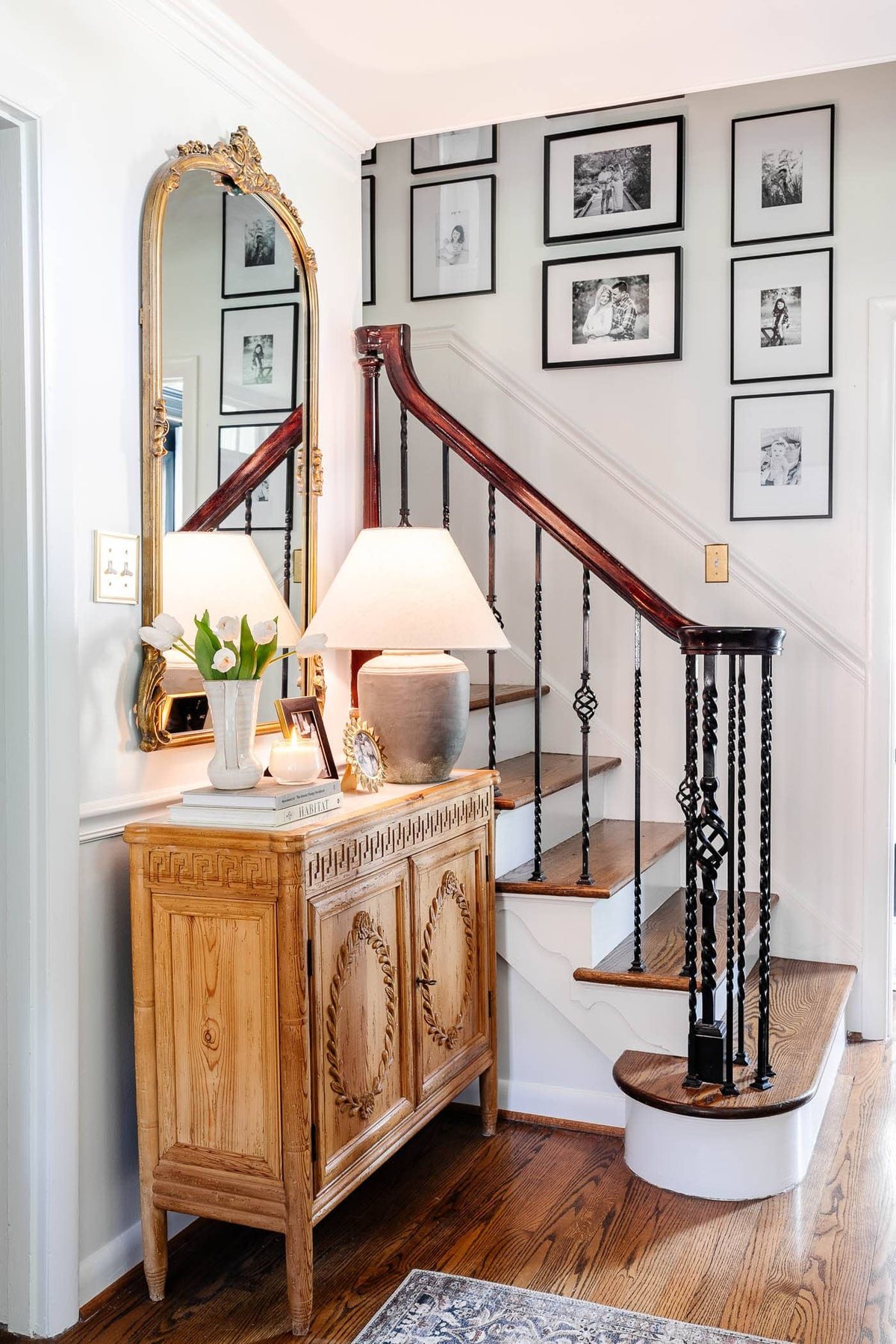 entry table beside stairs