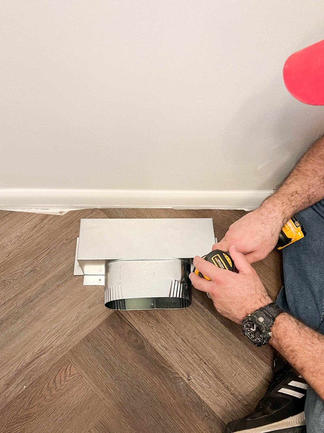 attaching a Toe Ductor box for an air vent redirect under built-in