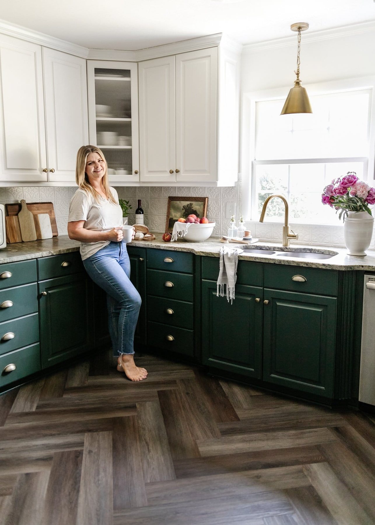 finished kitchen styled with decor on countertops