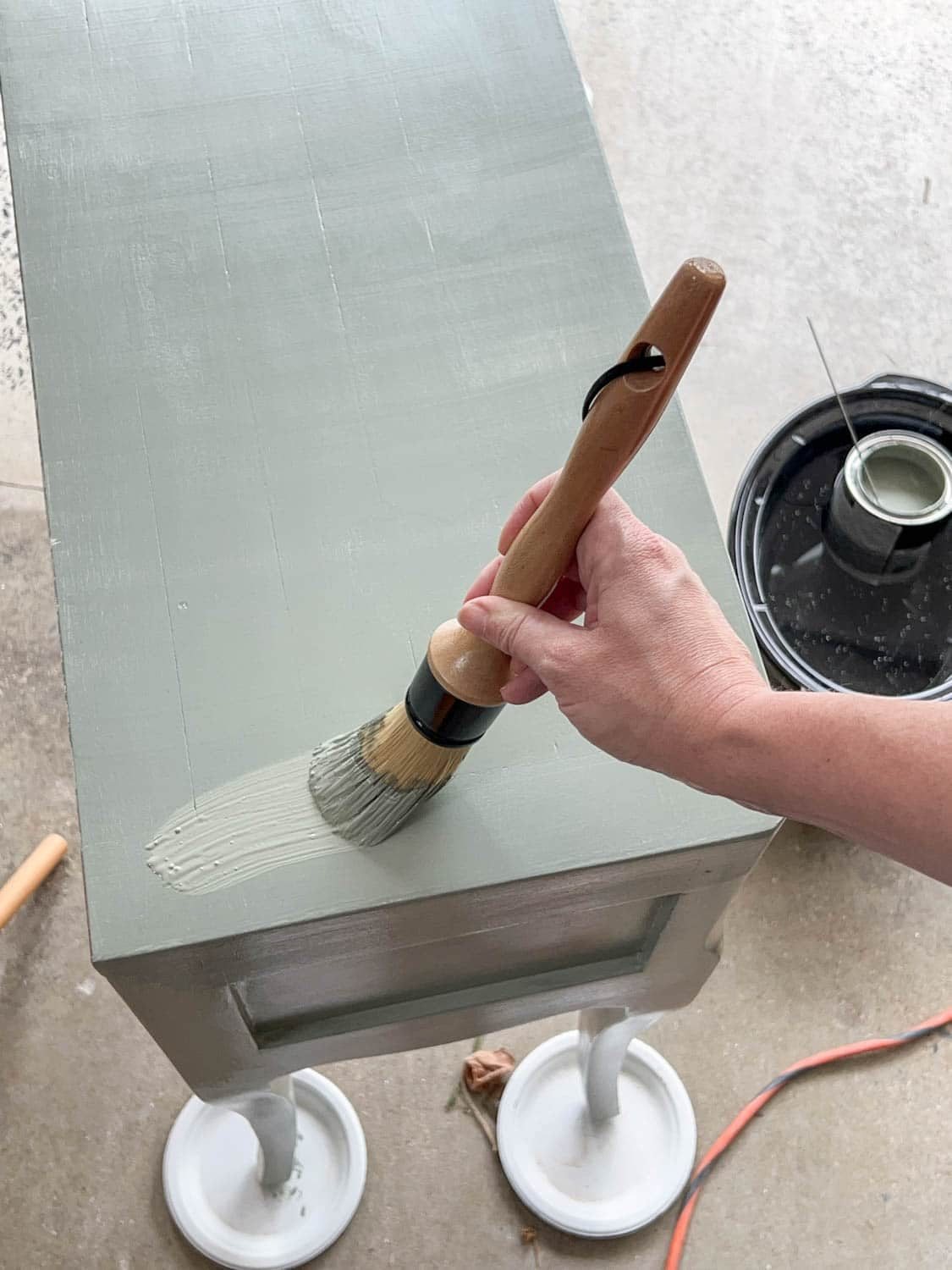 painting a nightstand Sherwin Williams Evergreen Fog