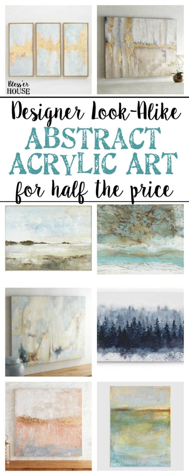 30 gorgeous abstract acrylic art canvases for half the price of the designer brands for soft colorful accents in any room. #art #homedecor #walldecor #designerknockoff #abstractart