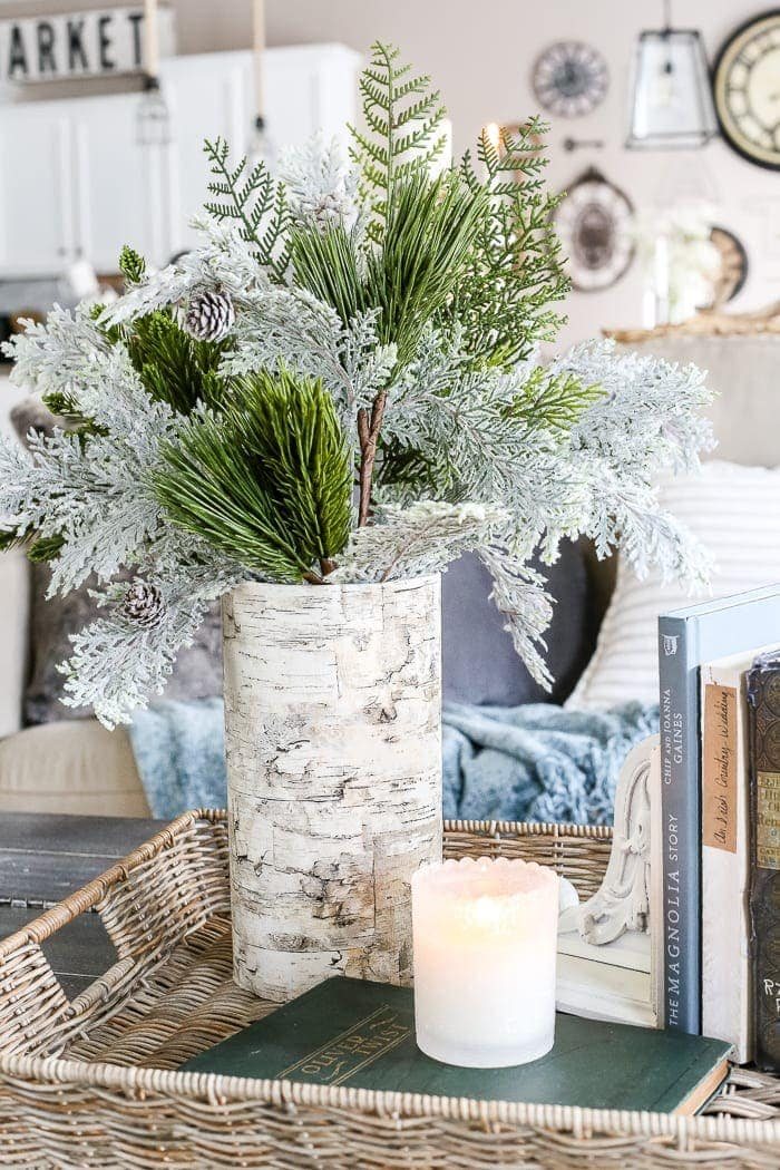 DIY Birch Bark Vase from an Oatmeal Can | unigumushane.com - A quick tutorial for how to make a DIY birch bark vase for cheap using items from your pantry to create a cozy style for displaying faux florals.