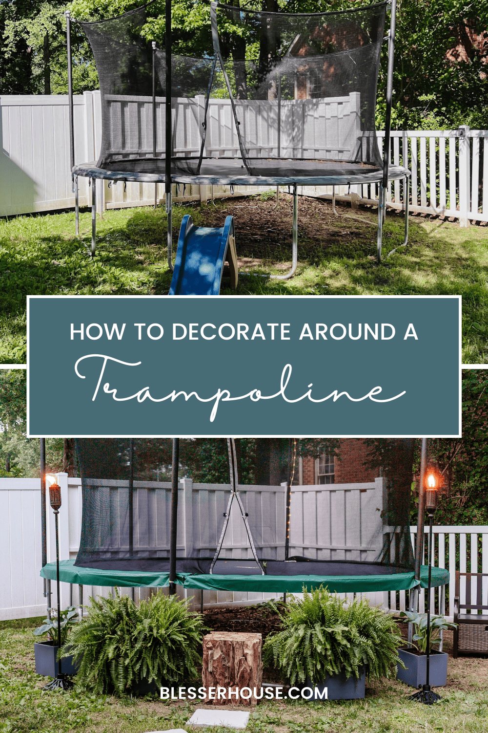 how to decorate a backyard trampoline