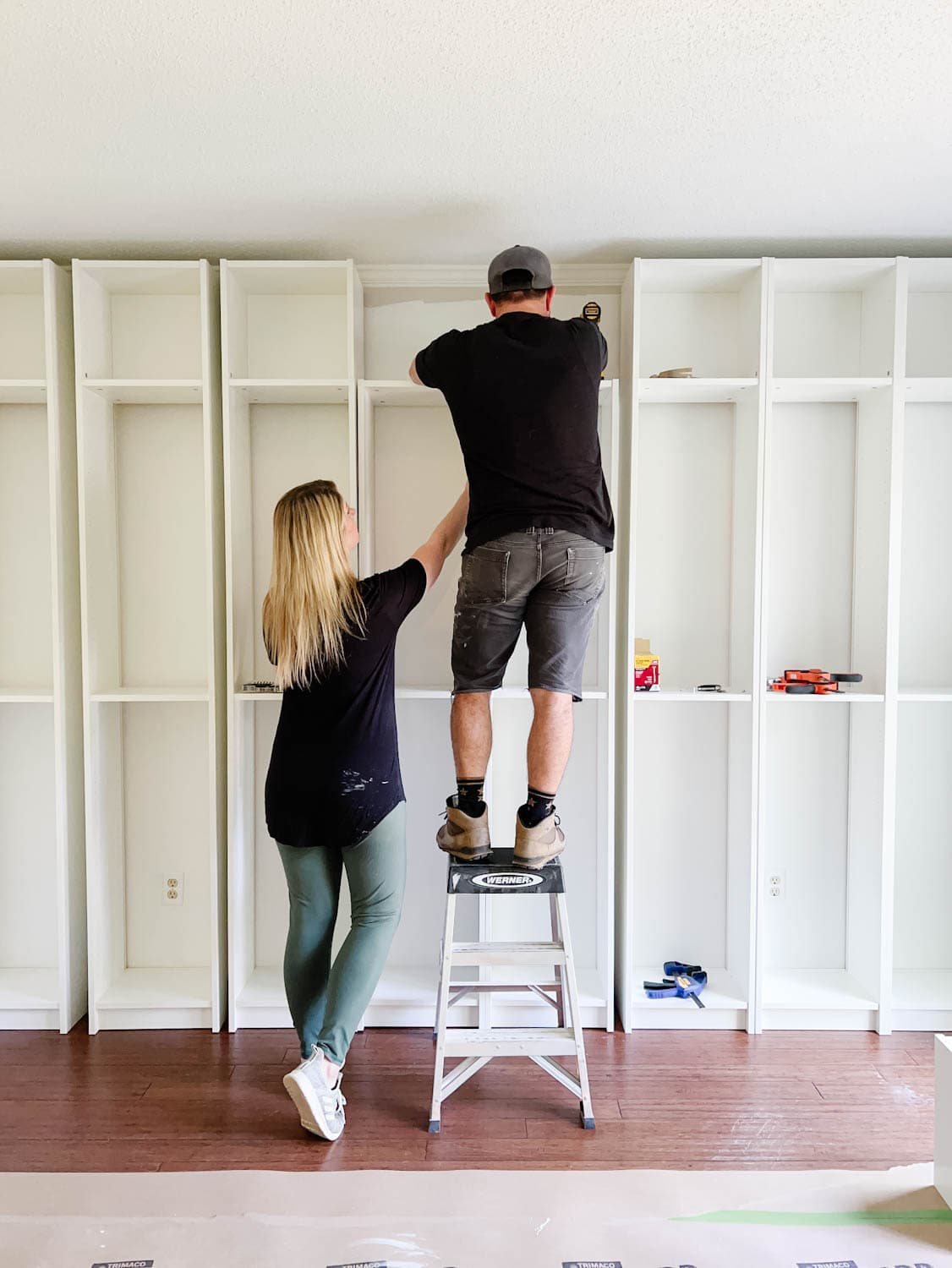 assembling IKEA Billy bookcases